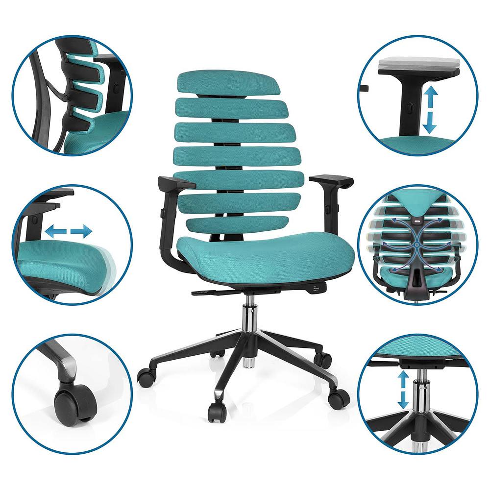 ERGO LINE II office chair Swivel Fabric Turquoise 2