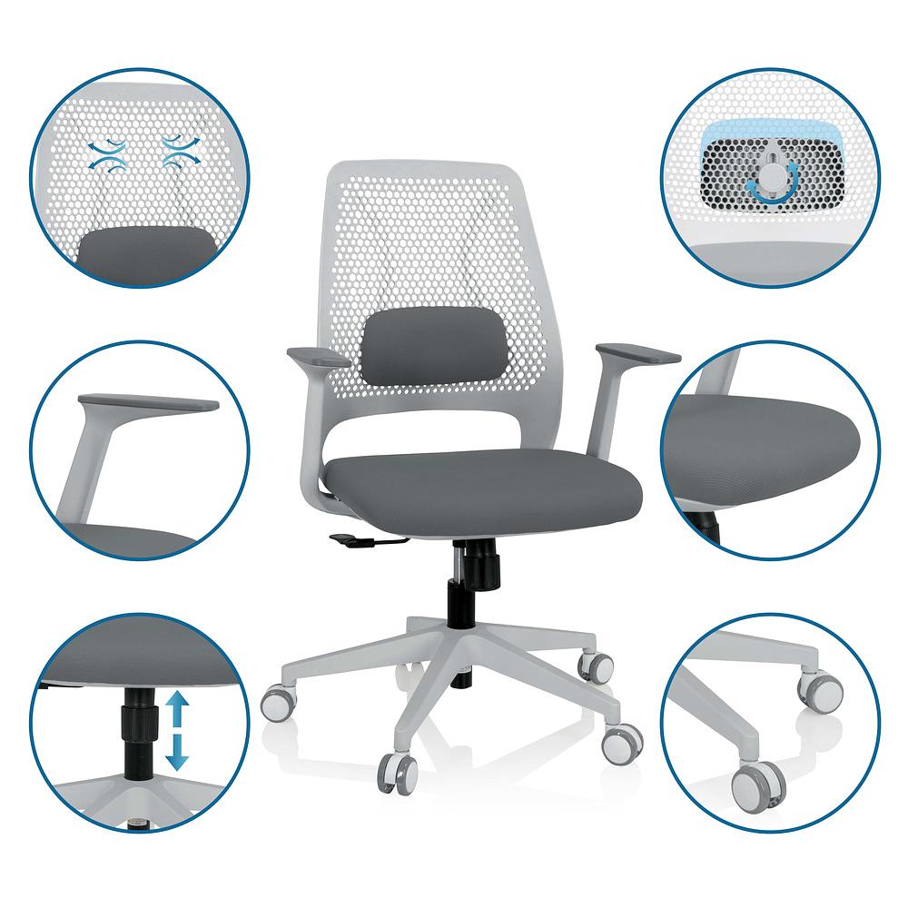 PARFERIO W Office chair Swivel Fabric Gray 2