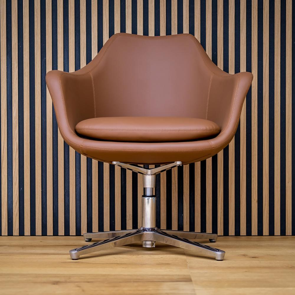 Artemia Swivel Armchair Faux Leather Brown 1