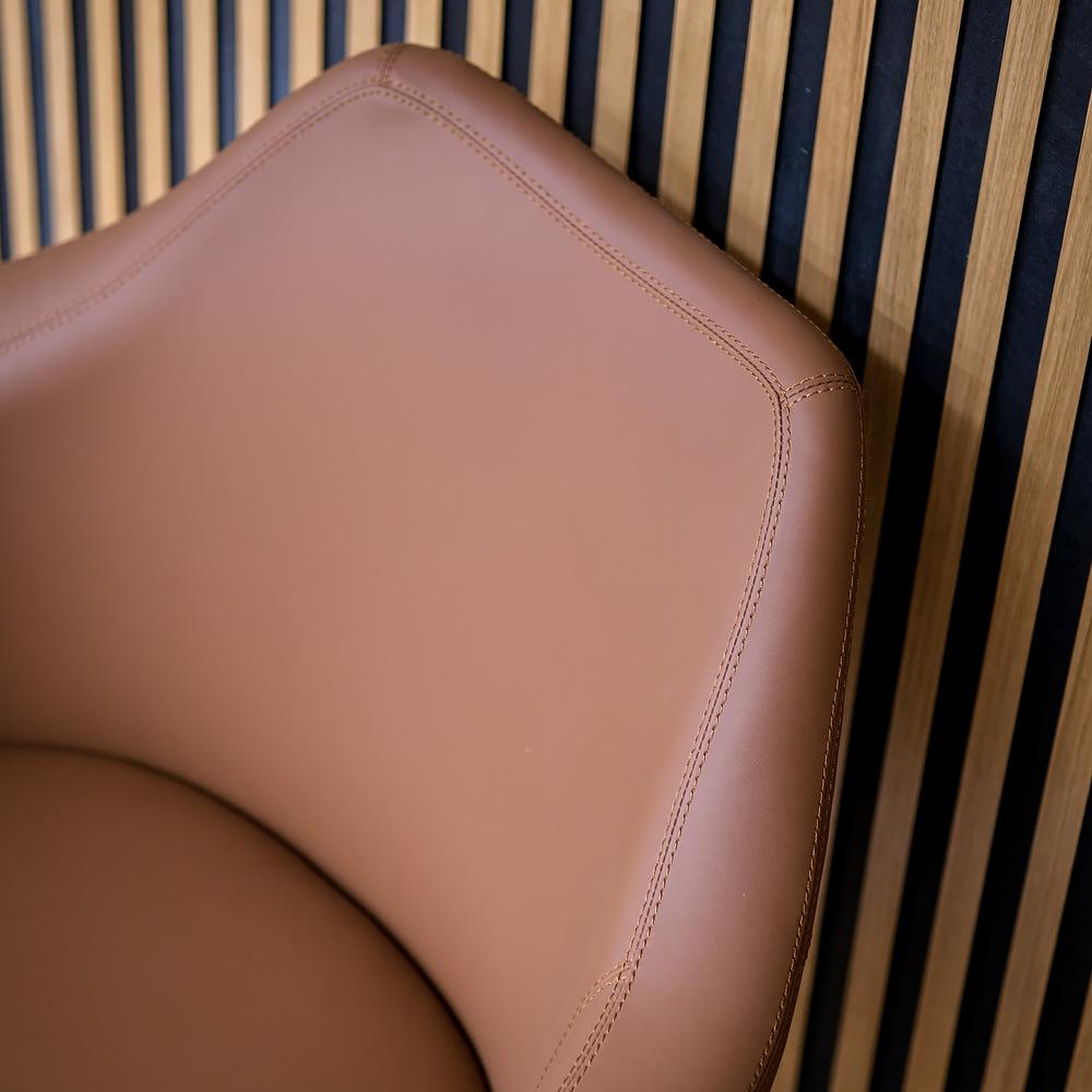 Artemia Swivel Armchair Faux Leather Brown 3