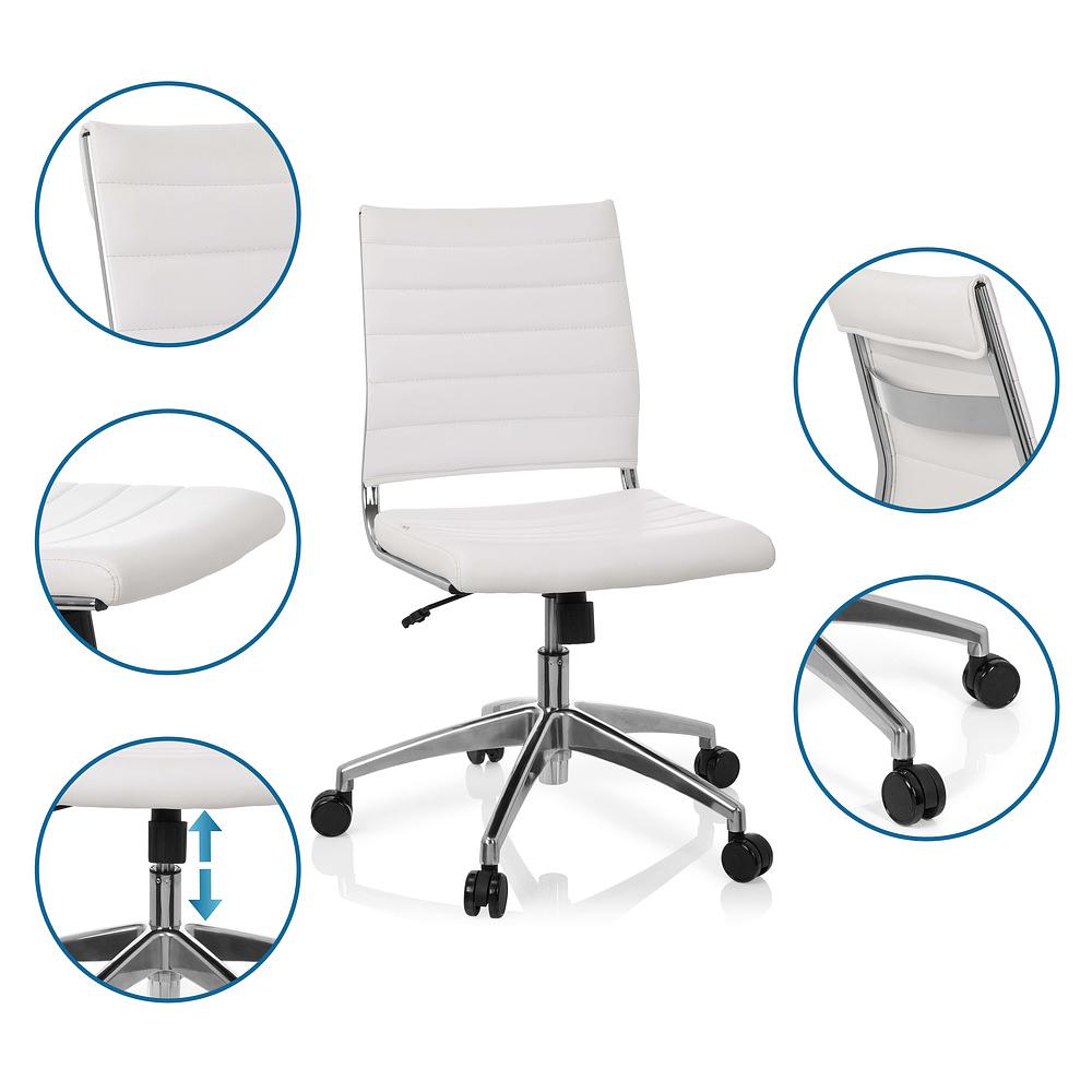 TRISHA Office Chair Swivel Faux Leather White 2