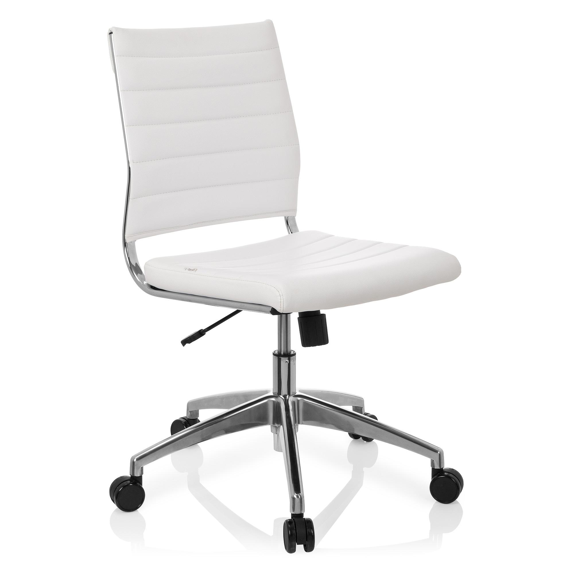 TRISHA Office Chair Swivel Faux Leather White 5