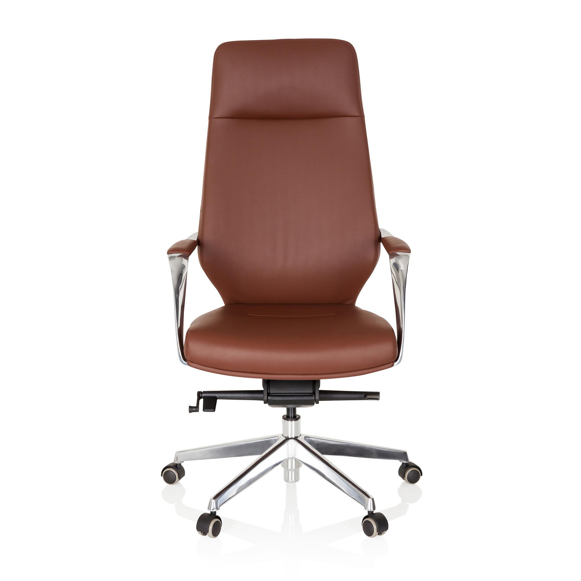 VELVET Swivel Office Chair Faux Leather Brown 0