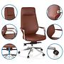 VELVET Swivel Office Chair Faux Leather Brown 2
