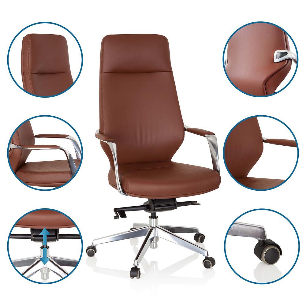 VELVET Swivel Office Chair Faux Leather Brown 2