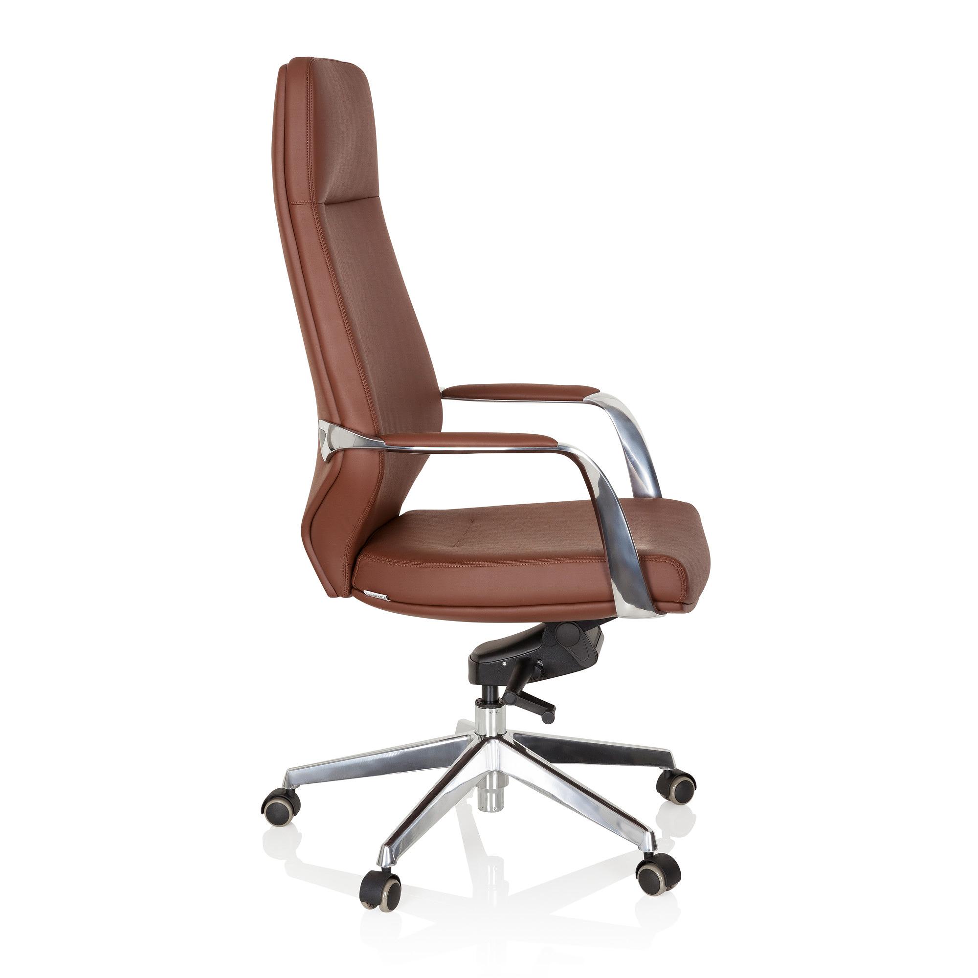 VELVET Swivel Office Chair Faux Leather Brown 7