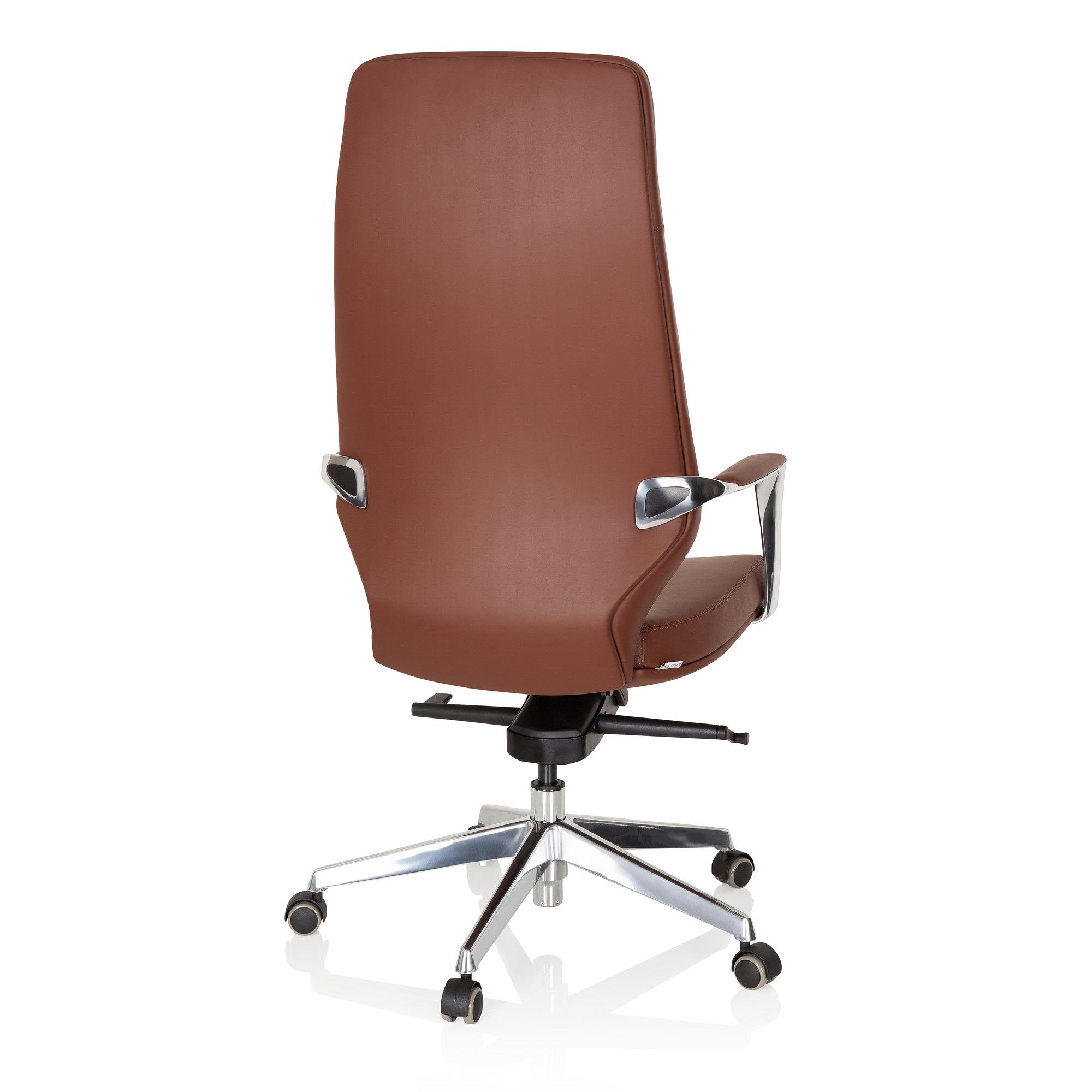 VELVET Swivel Office Chair Faux Leather Brown 9