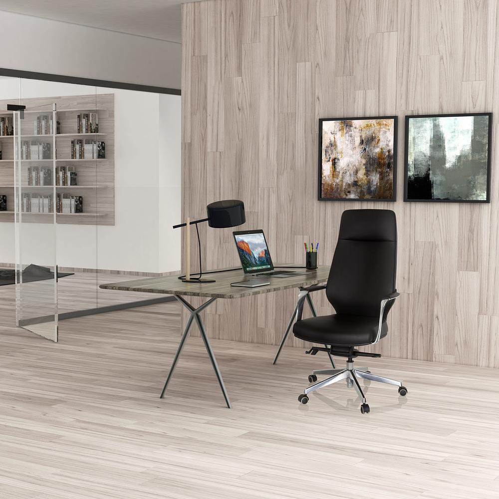 VELVET Swivel Office Chair Faux Leather Black 3