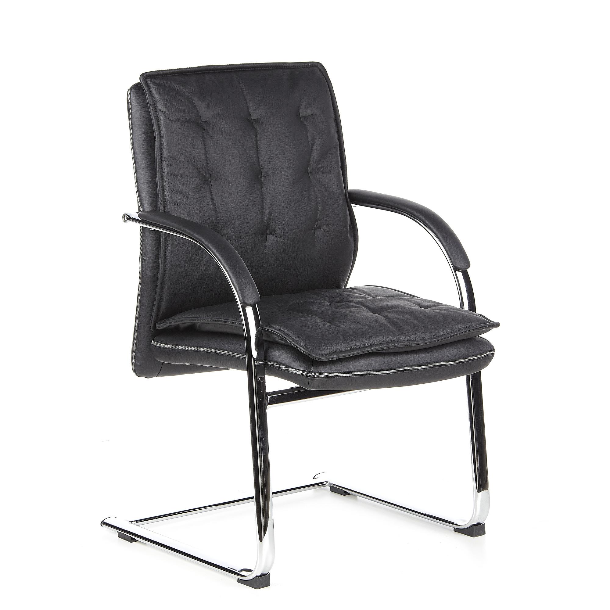 VILLA V Chair  Cantilever chair Leather Black 1