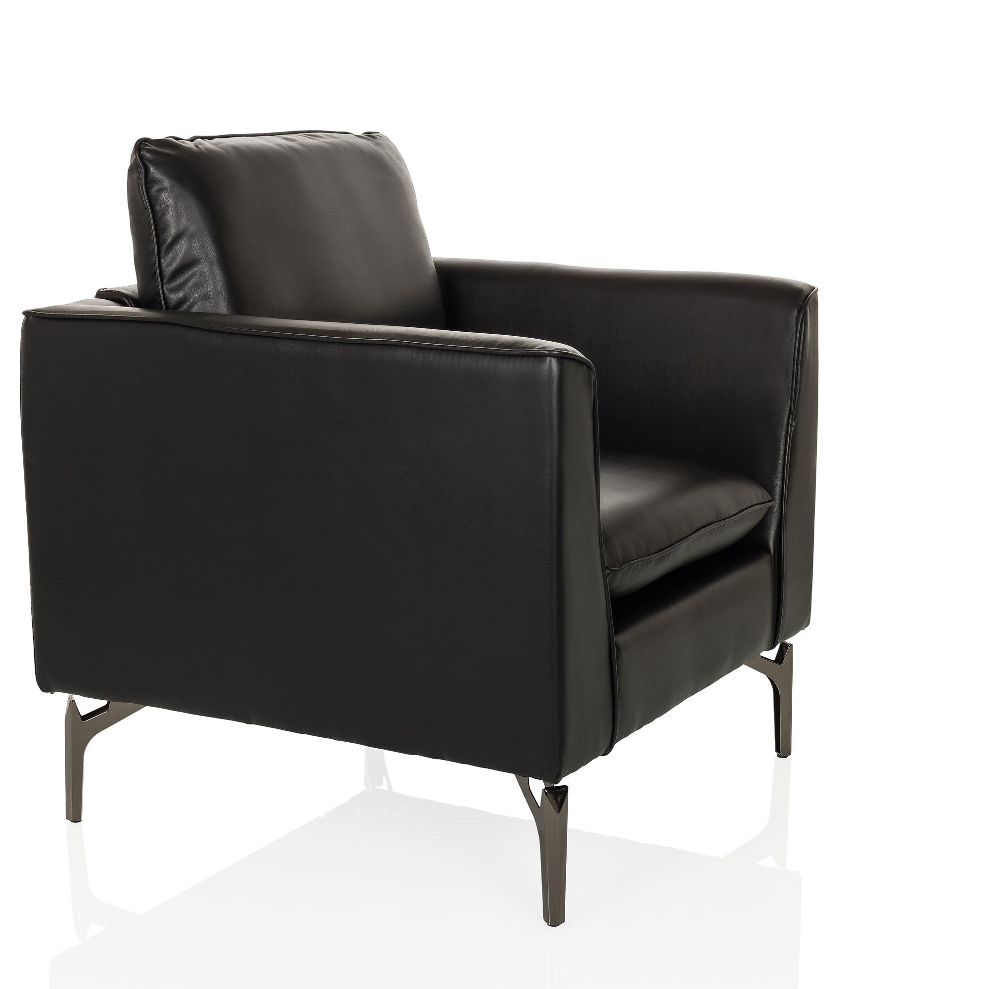 BAVERO Lounge Chair Faux Leather Black 5