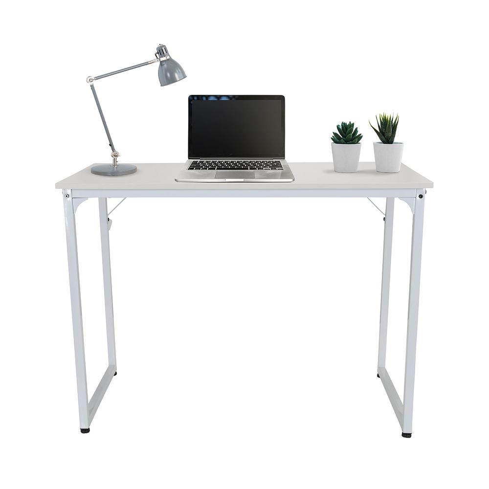 Workspace I Scrivania Acciaio Legno Bianco 1
