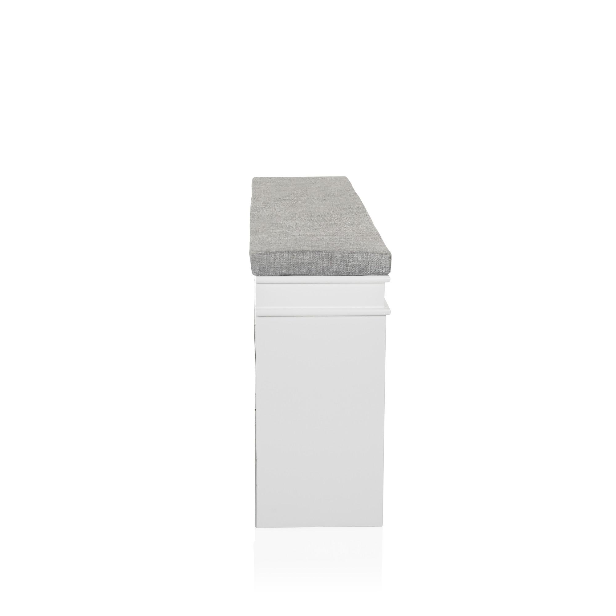 Estha I Shoe cabinet Bench with seat cushion Wood White Gray 9