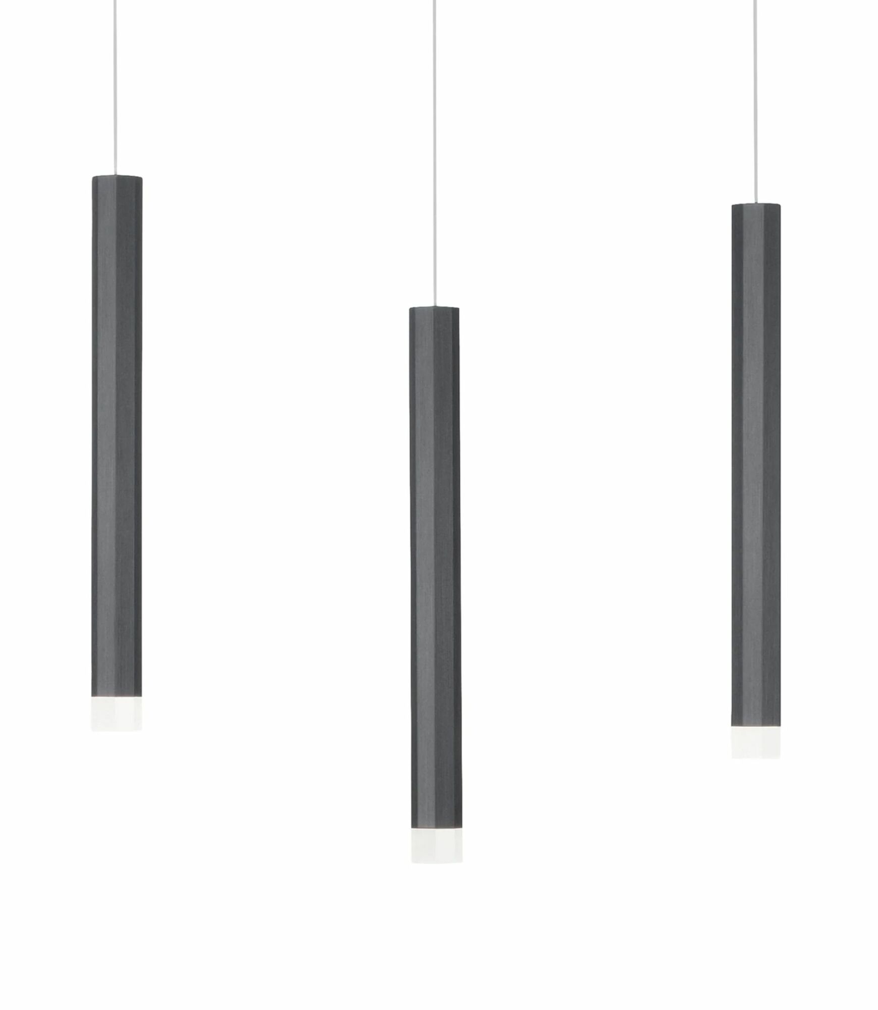 LED pendant lamp 3-flame acrylic glass aluminum black 1