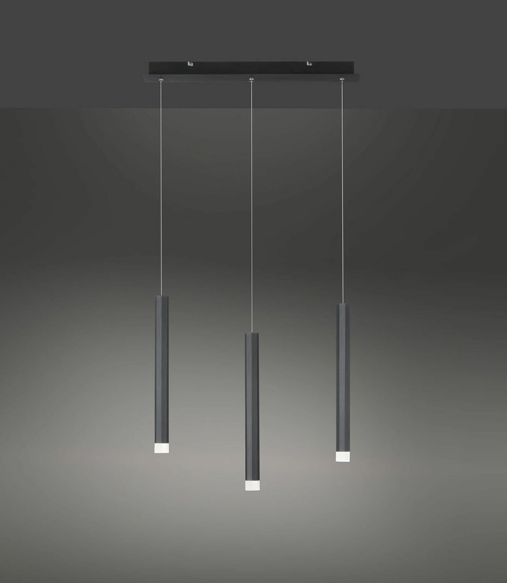 LED pendant lamp 3-flame acrylic glass aluminum black 3