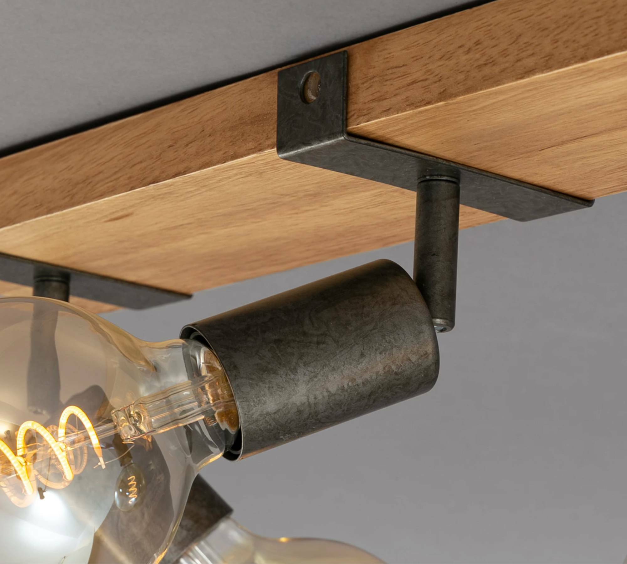 Deckenleuchte 3-flammig Holz Metall 1