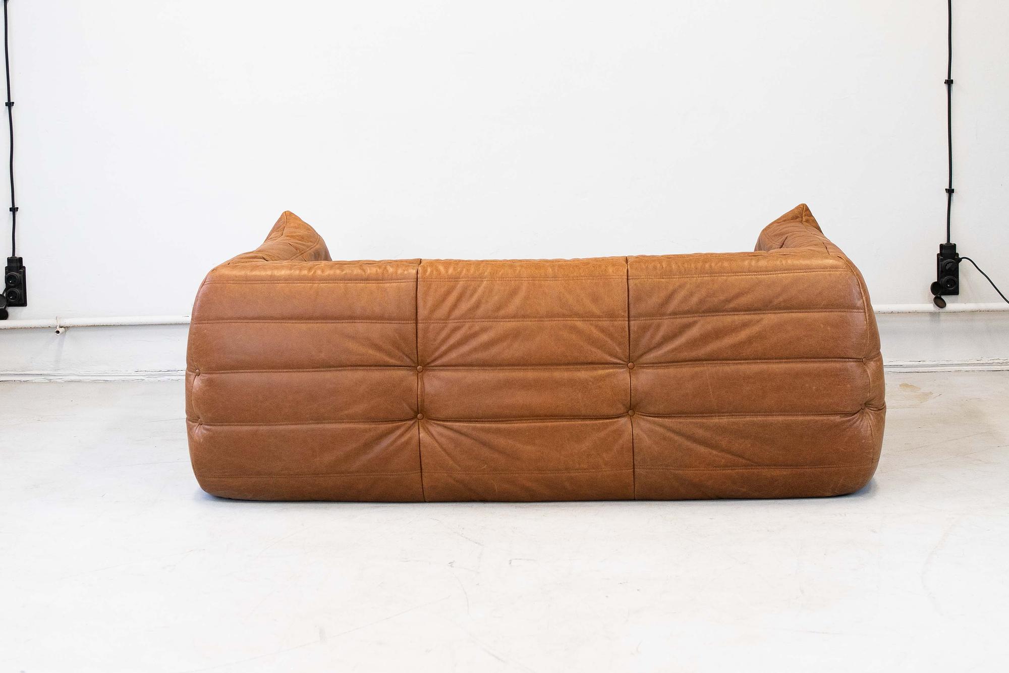 Togo Sofa 2-seater with Armrest Pull-Up Leather Pine Brown 4