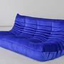 Togo Sofa 3-seater Velvet Cobalt Blue 1