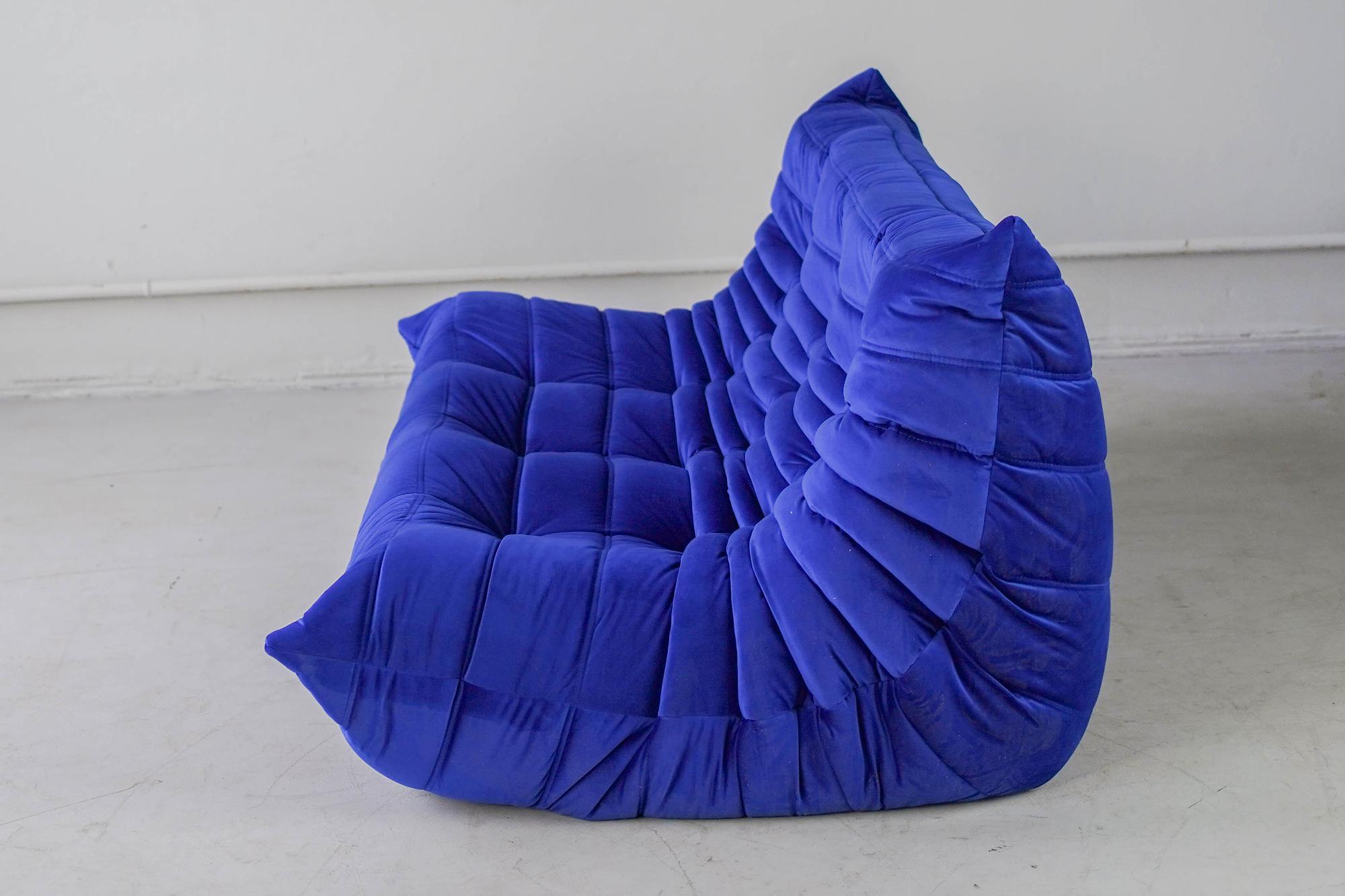 Togo Sofa 3-seater Velvet Cobalt Blue 2