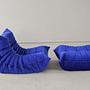 Togo Armchair and Ottoman Set Velvet Cobalt Blue 1