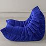 Togo Armchair and Ottoman Set Velvet Cobalt Blue 3