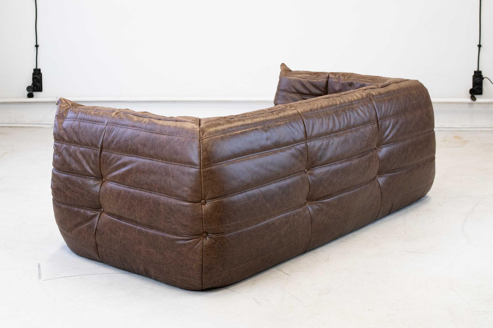 Divano Togo 2 posti con braccioli pelle pull-up marrone noce 2