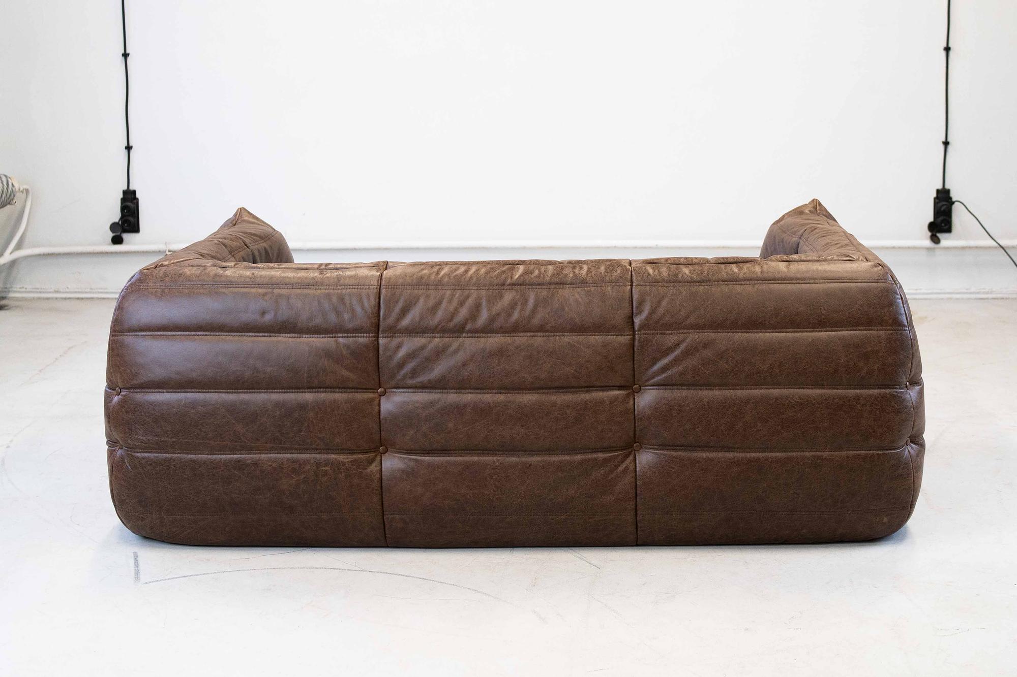 Divano Togo 2 posti con braccioli pelle pull-up marrone noce 3