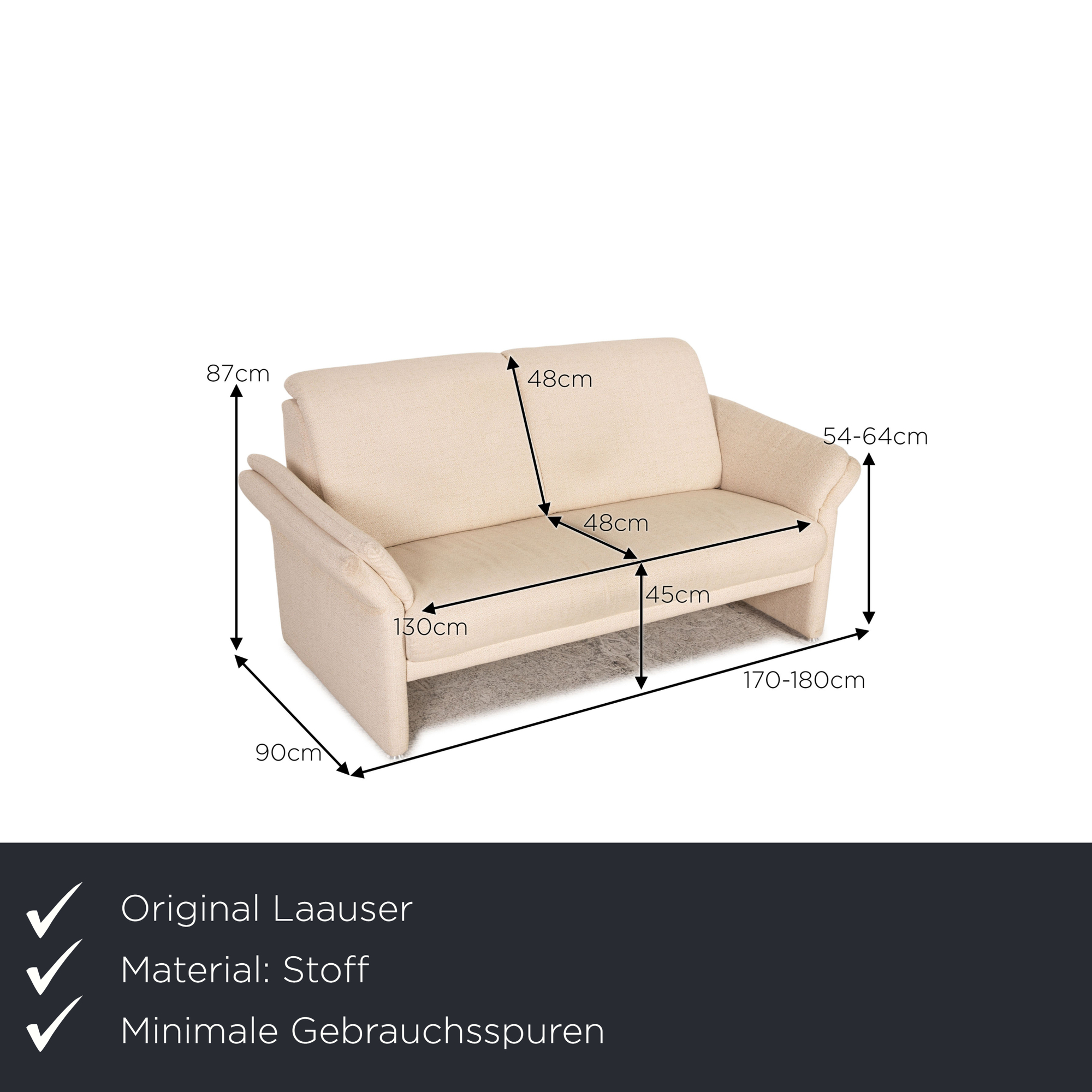 Sofa 2-Sitzer Stoff Creme 1