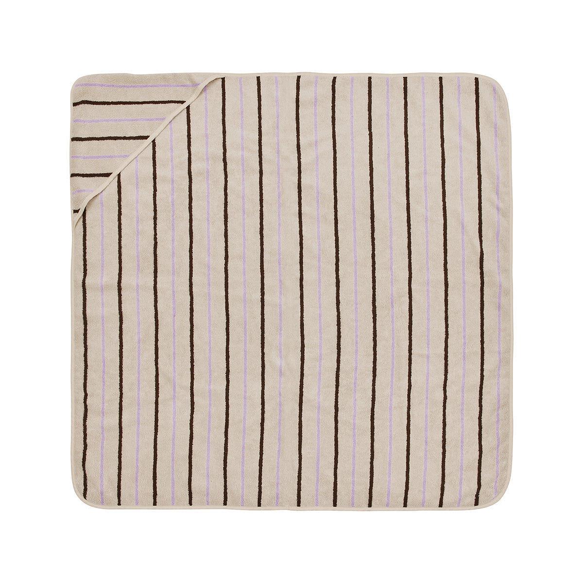 Raita Hooded Towel Cotton Brown Striped 0