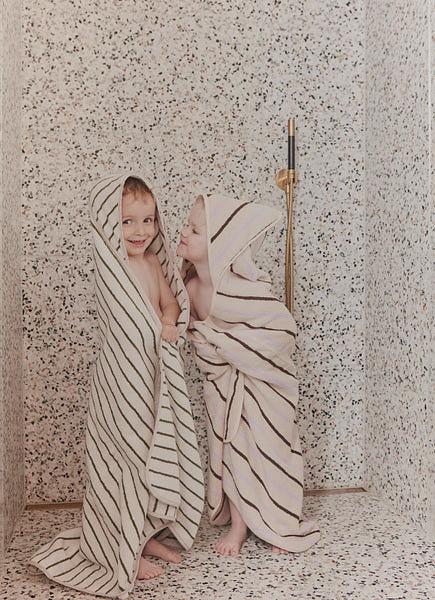 Raita Hooded Towel Cotton Brown Striped 3