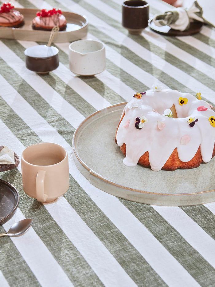 Tablecloth Cotton Olive Green Striped 200x140 cm 2
