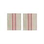 2x Linen Cotton Napkins Red Striped 0