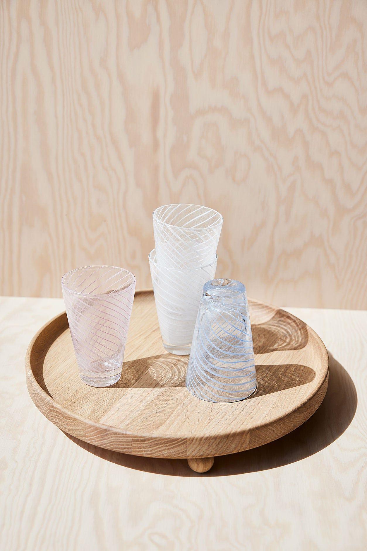 2x Swirl Drinking Glass Pink 3