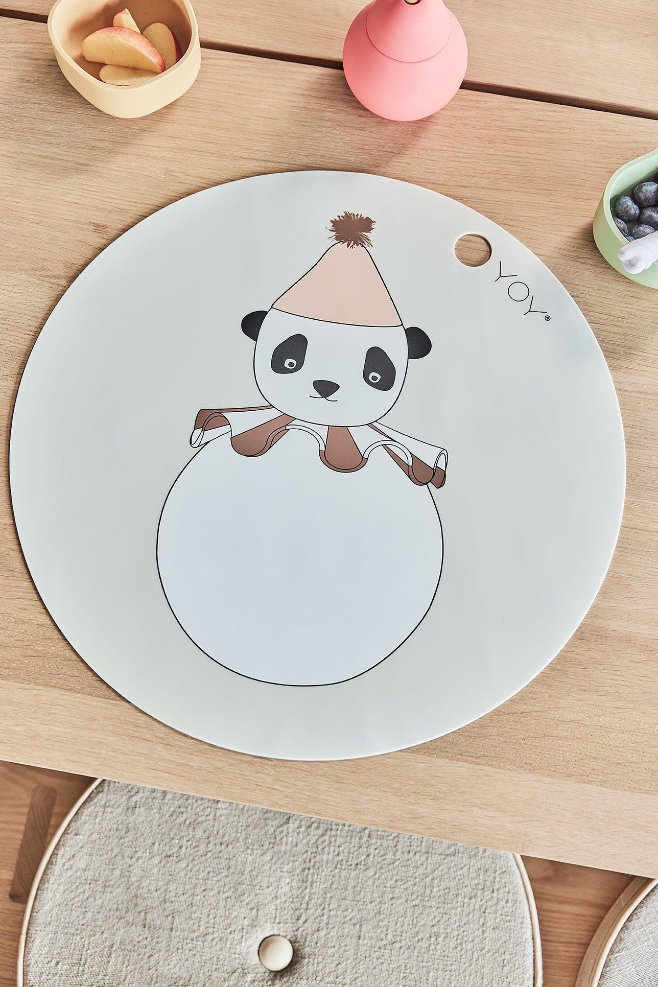 Panda Pom Pom Placemat Silicone Multicolored 3