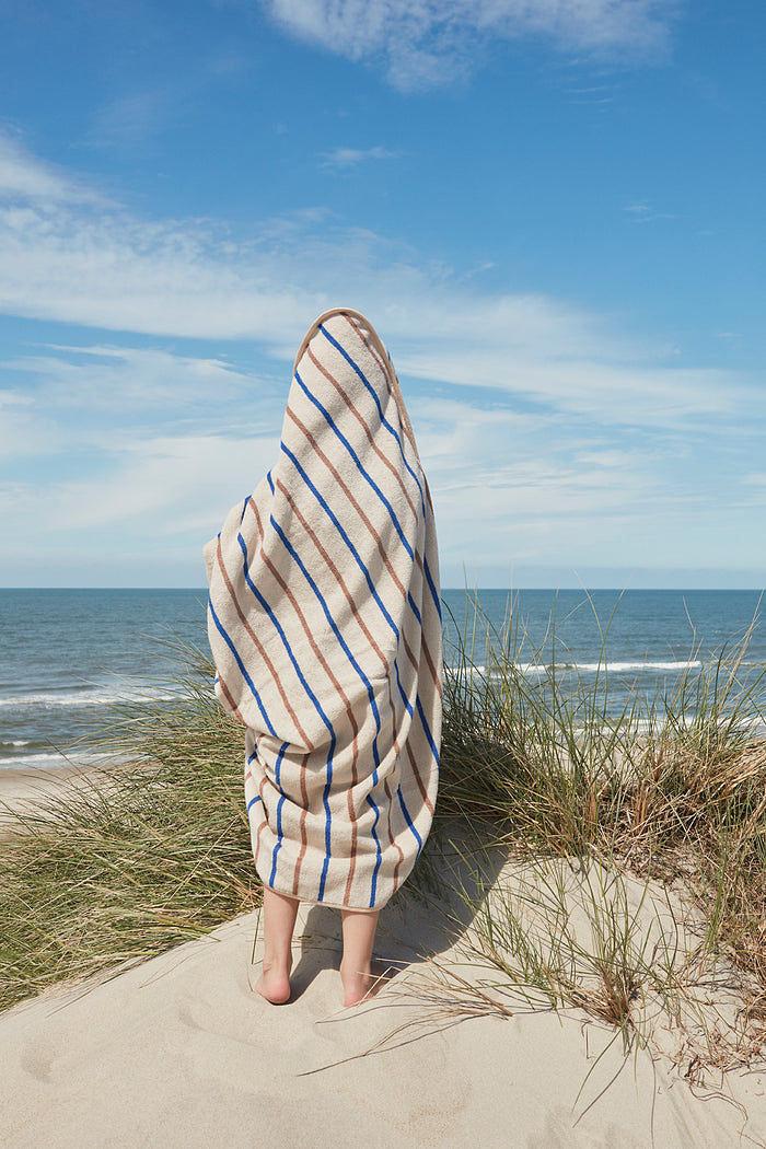 Hooded towel Organic cotton White striped 1