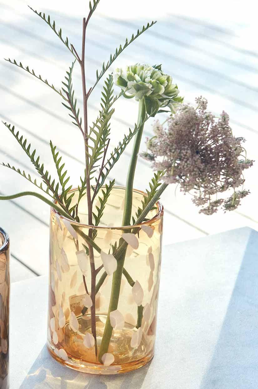 Jali Hurricane Vase Glass Yellow 2
