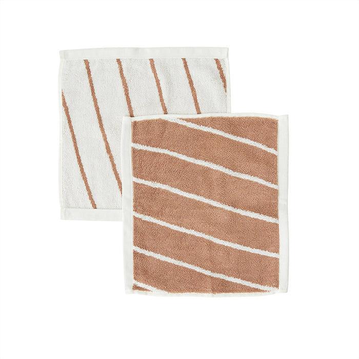 2x Raita Washcloth Organic Cotton Brown Striped 0