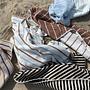 2x Raita Washcloth Organic Cotton Brown Striped 1