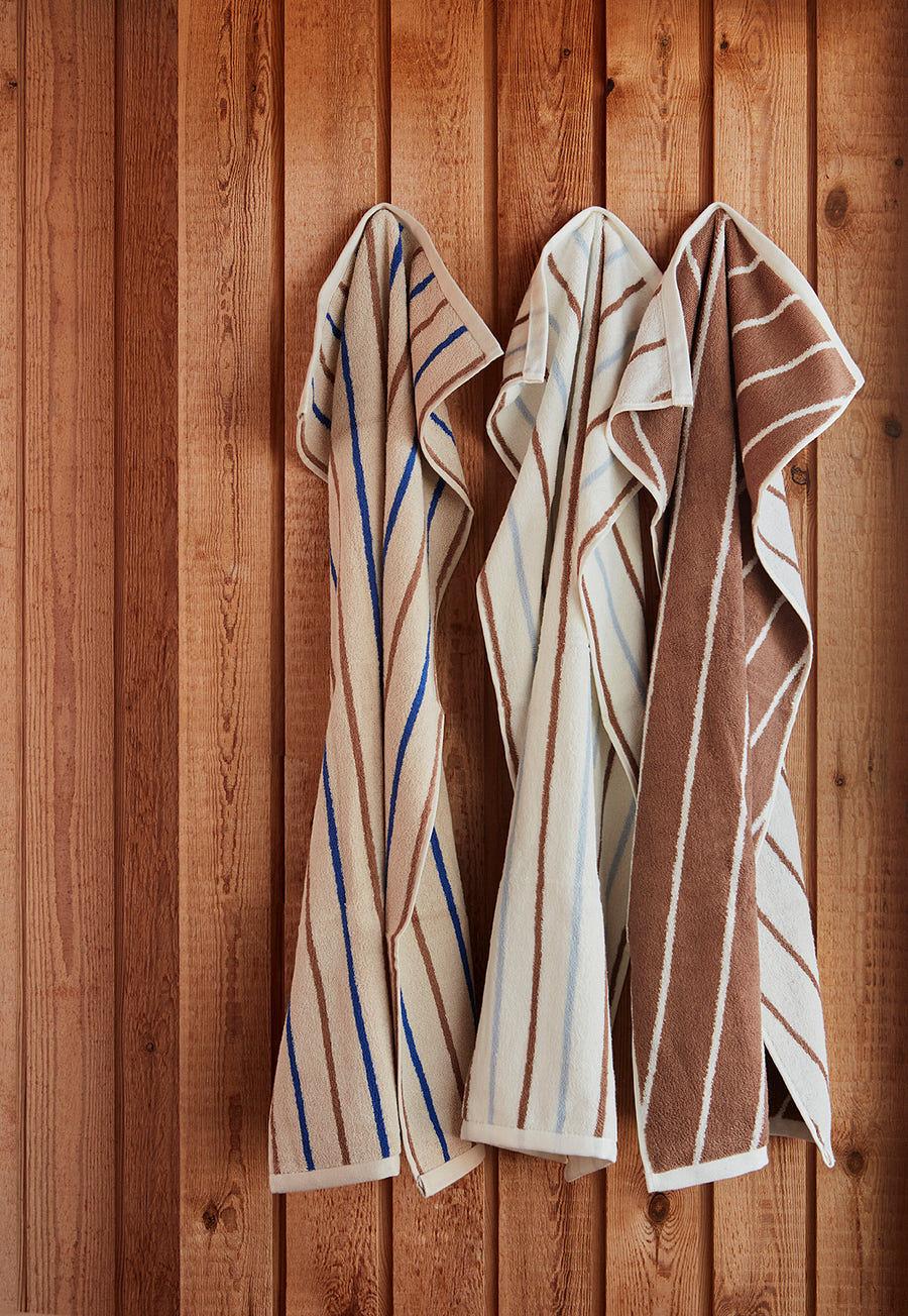 2x Raita Washcloth Organic Cotton Brown Striped 2