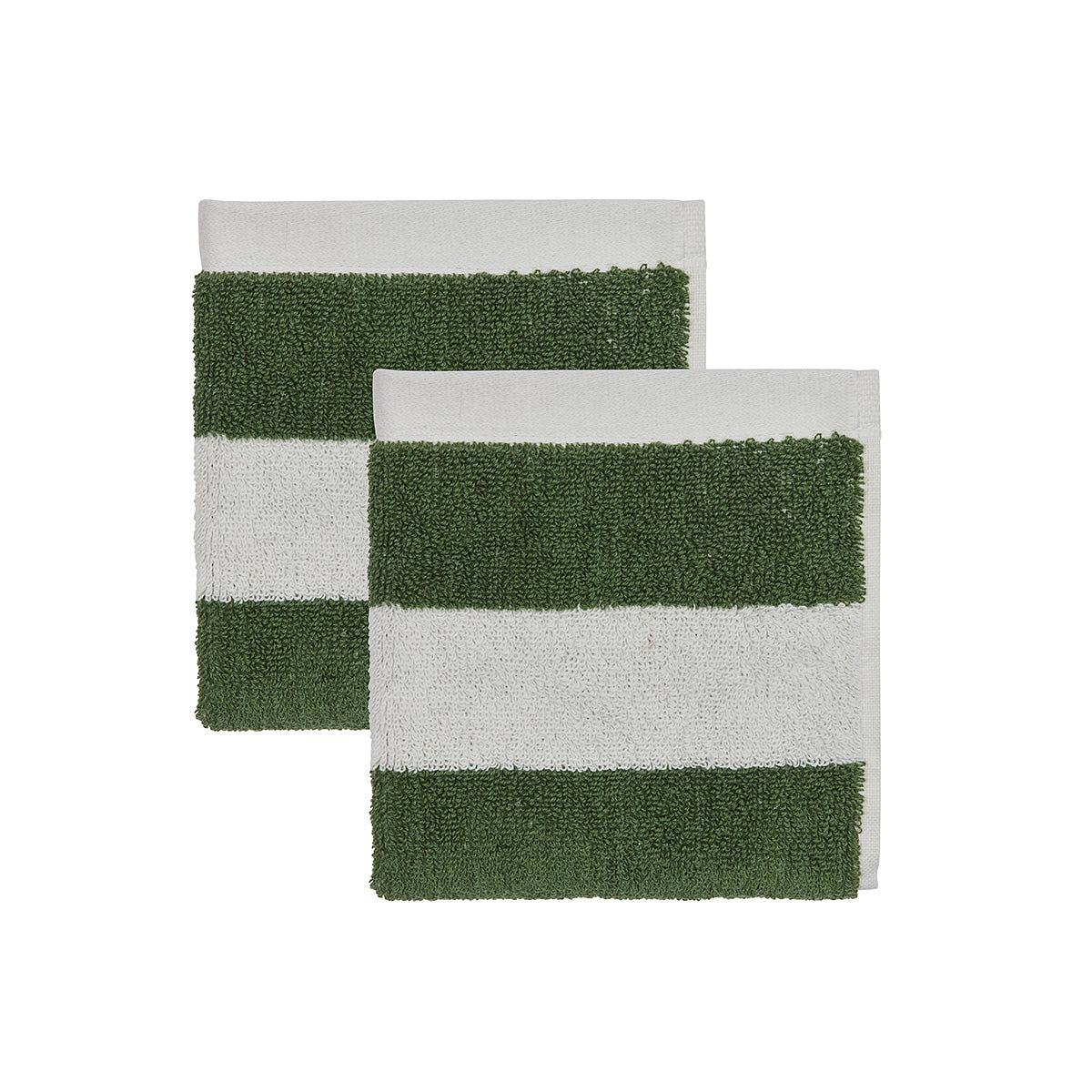 2x Raita Washcloth Organic Cotton Green Striped 0