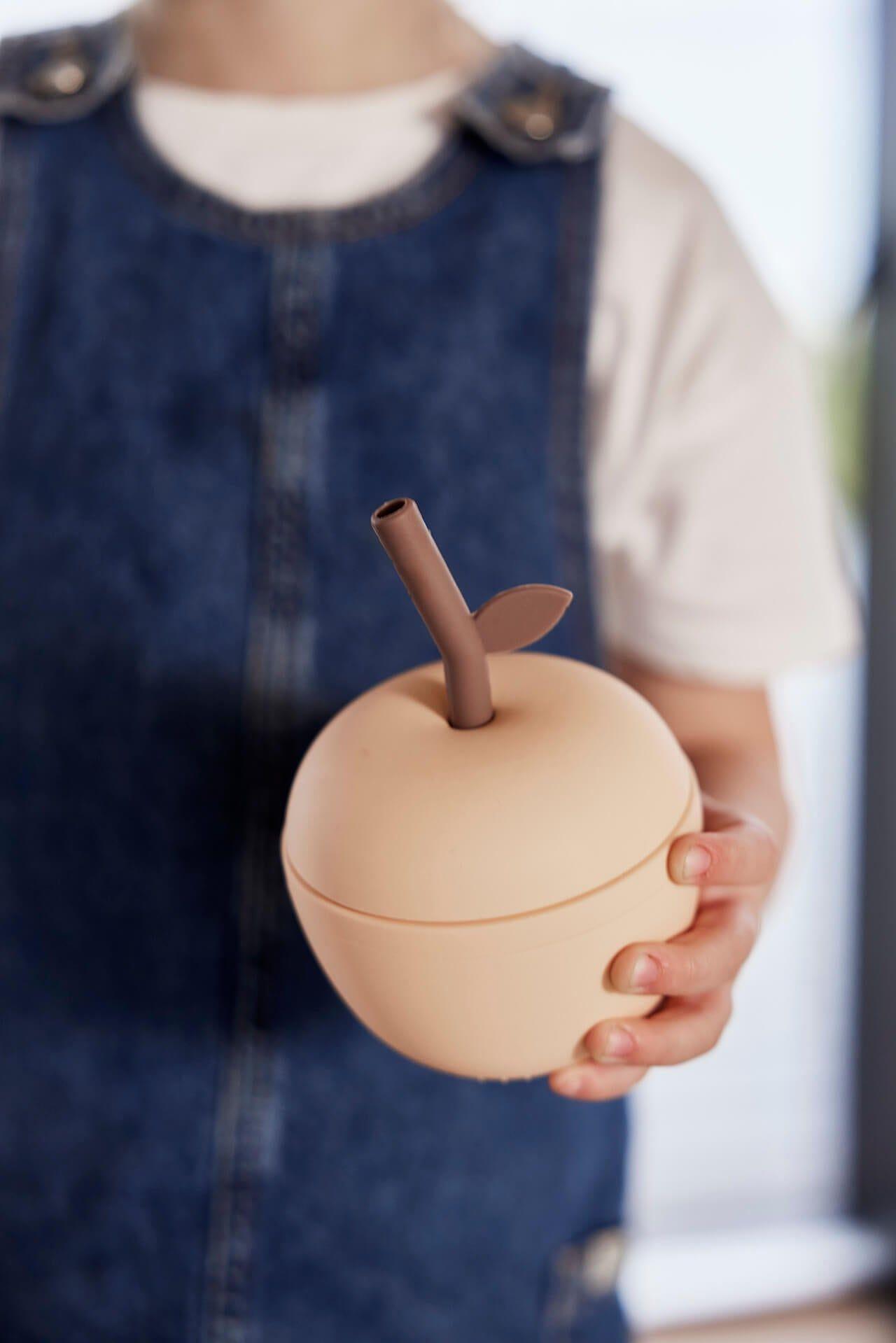 Cup Apple shape Straw Silicone Orange 2
