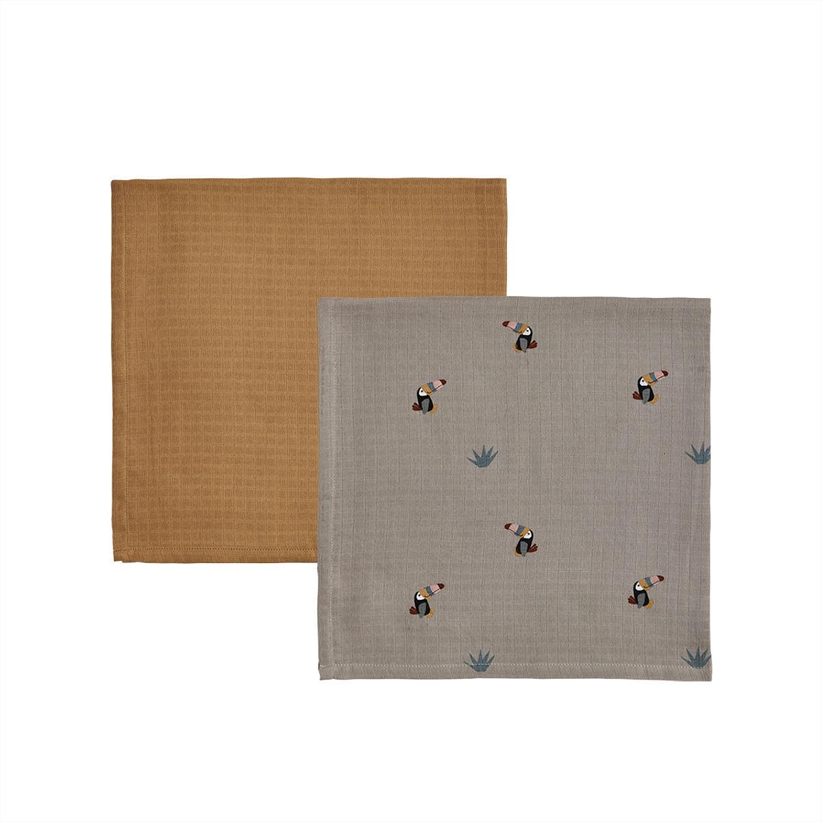 Muslin cloths 2-pack Organic cotton Grey Brown 0