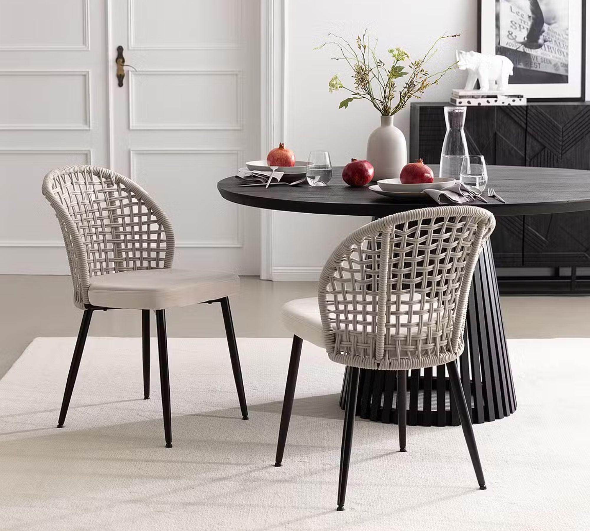 Dining chair set of 2 velvet beige 1