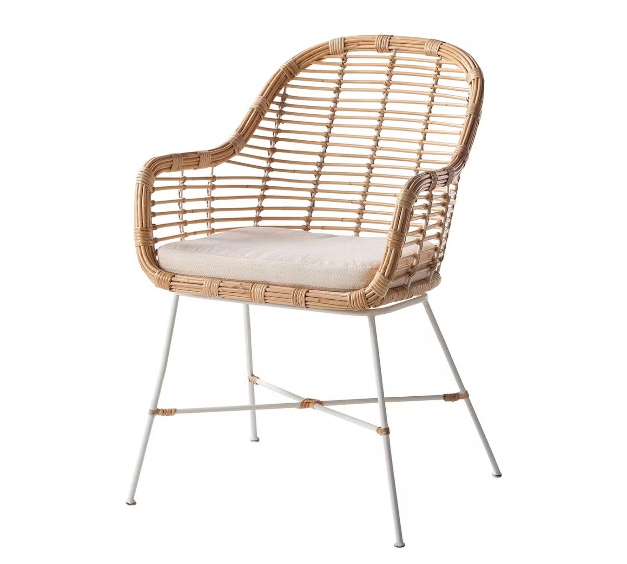 Armchair with seat cushion Rattan Brown 0