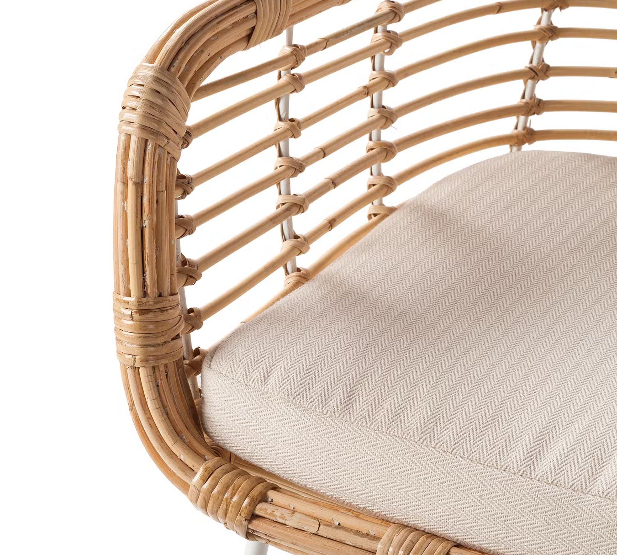 Armchair with seat cushion Rattan Brown 3