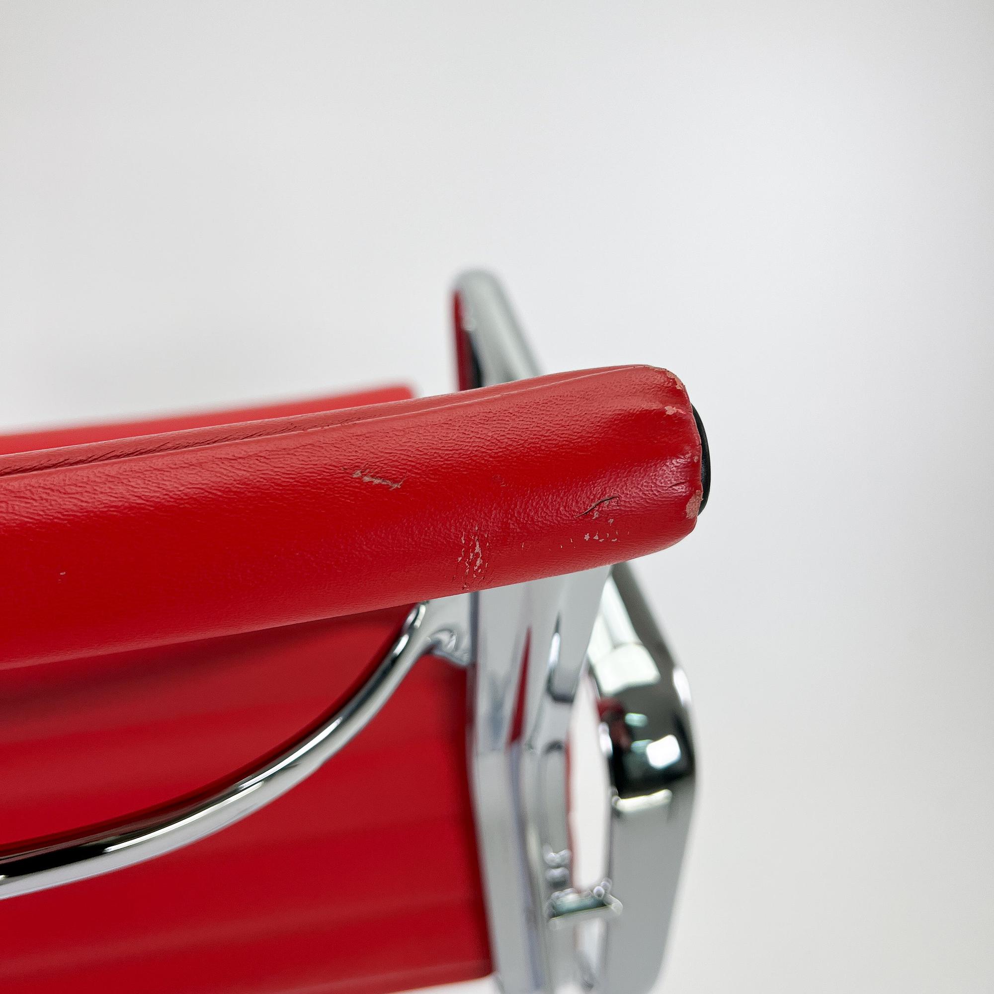 Eames EA 118 Chair Chrome Leather Red 5
