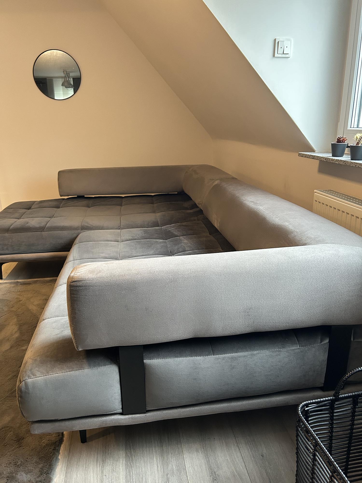 Sofa Récamiere Links Samt Grau 1