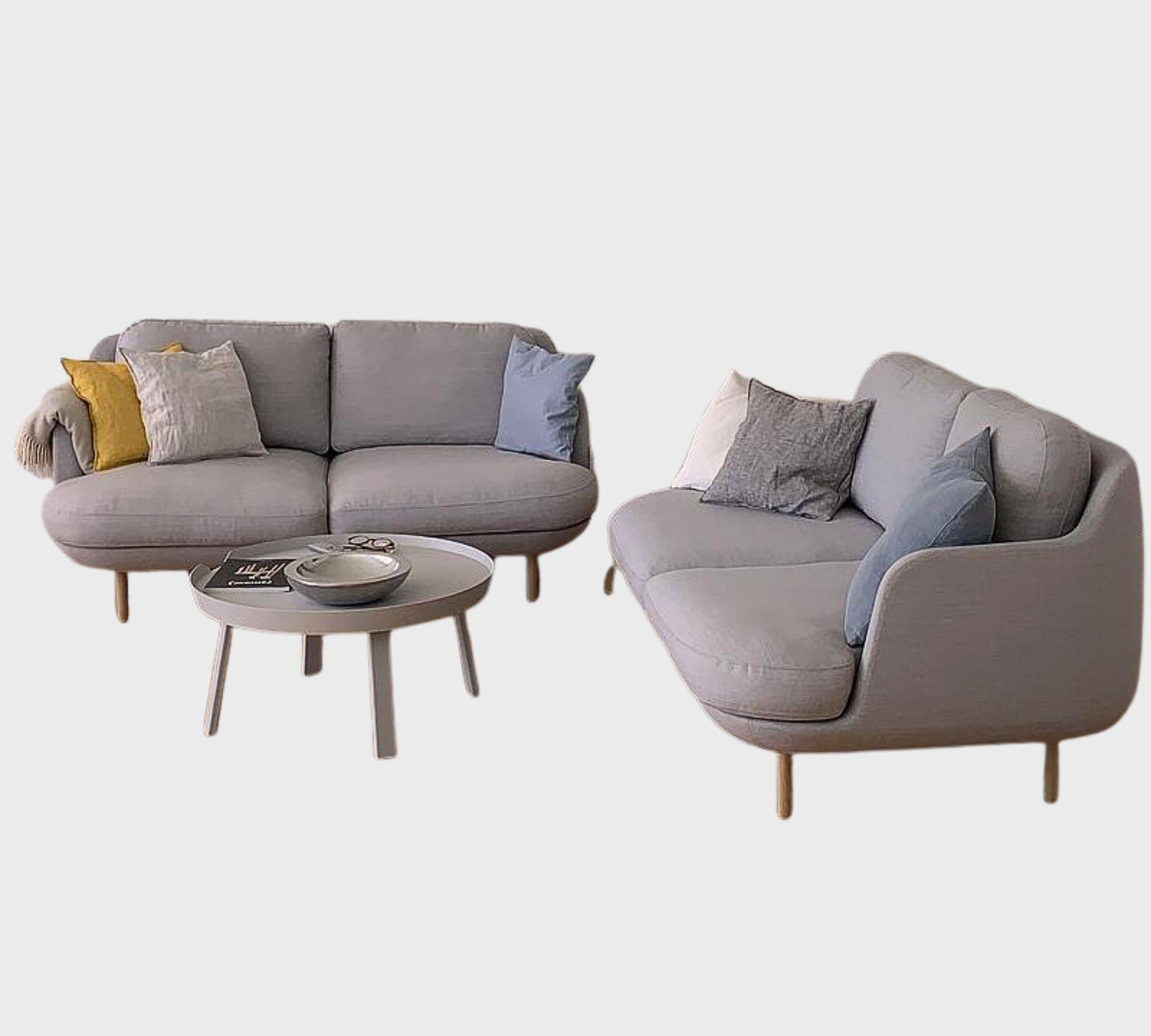2x Lune JH200 Sofa 2-Sitzer Wolle Grau 6