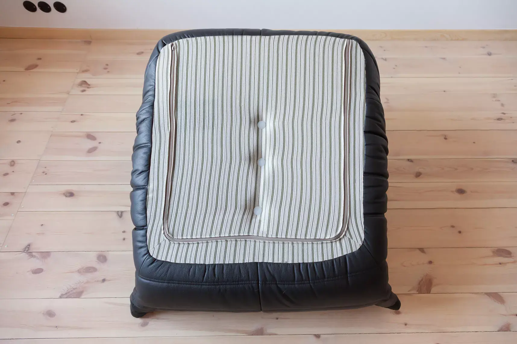 Togo Sessel und Ottoman Set Madras-Leder Schwarz 5