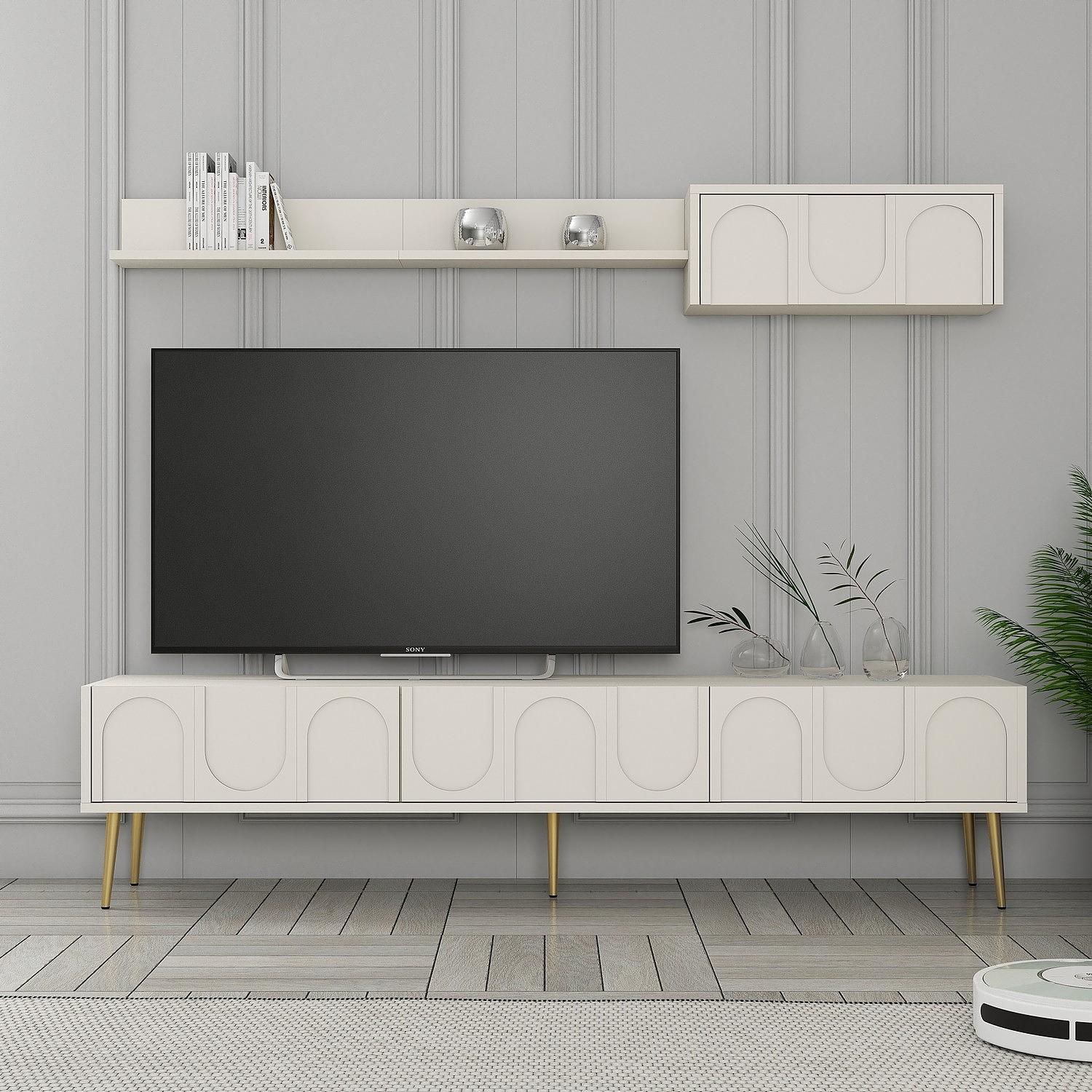 Lyon 3 Living room furniture set Wood veneer Cream Gold 2