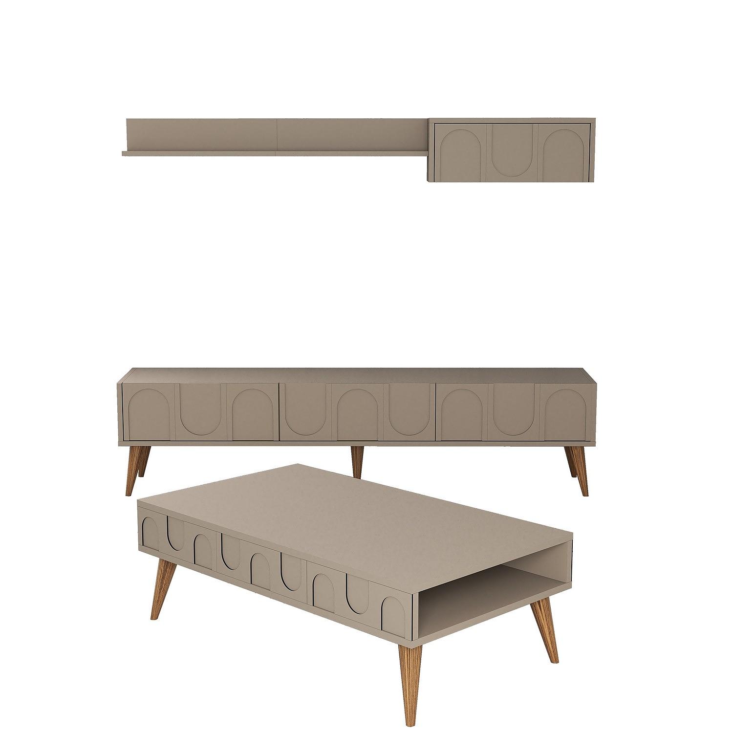 Lyon 3 Living room furniture set Wood veneer Atlas Walnut 0